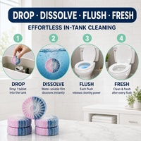 Tablettes nettoyantes pour cuvettes de toilettes à action rapide, pour éliminer la saleté et contrôler les taches et les odeurs dans la salle de bain