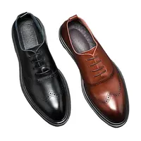 Conception italienne formelle d'affaires de haute qualité pointue en cuir véritable dessus chaussures habillées pour hommes