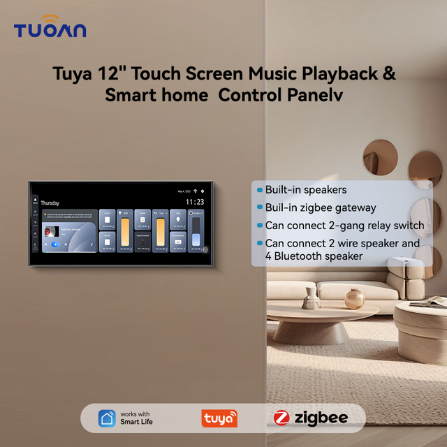 TUOAN F12 12.3" Smart Home Control Panel with Built-in Zigbee Gateway & Music Player