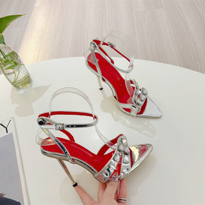 Nouvelles Sandales à Talons Hauts Pointus et Ouverts, Sexy, avec Strass, Rivets et Boucles Métalliques – Collection 2024 - Product Image 4