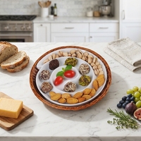 Plat de service rond en porcelaine blanc, idéal pour les apéritifs sur panier, parfait pour les fêtes - Nouveauté très demandée