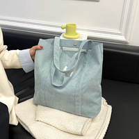 Sac d'école en coton de grande capacité fourre-tout en toile simple design broderie de logo personnalisé deux sacs à provisions à la mode