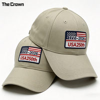 Gorra de Béisbol Personalizada con Logotipo, 6 Paneles, 250Th Usa, Venta al Por Mayor, Parche Tejido, Gorra de Algodón con Cierre de Velcro, Fabricante