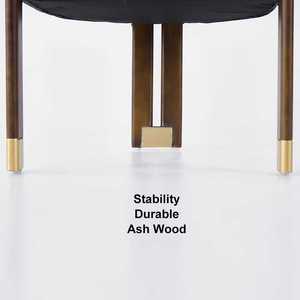 Poltrona Minimalista Creativa <span class=keywords><strong>in</strong></span> Tessuto e Pelle con Struttura <span class=keywords><strong>in</strong></span> <span class=keywords><strong>Legno</strong></span> <span class=keywords><strong>Massello</strong></span>, Sedia da Ricevimento, Sedia per Camera da Letto e Spogliatoio - Product Image 3