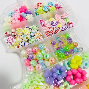 Wholesale Custom Acrylic Beads Loose Beads Children Beaded Girls Bracelet Necklace Jewelry Production Set
