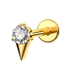 Toposh g23 טיטניום פירסינג צבע זהב סביב זירקוניה פנימית רתימת שפתיים שטוח בחזרה העגיל - Product Image 1