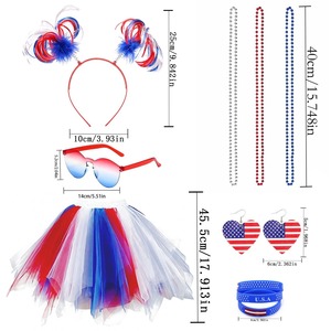 PESENAR Ensemble de costume tutu patriotique du 4 juillet, robe rouge, blanche et bleue avec bandeau, drapeau américain - Product Image 2