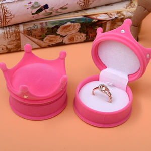 Kotak perhiasan cincin mahkota, kotak perhiasan, tampilan hadiah Valentine mahkota beludru - Product Image 3
