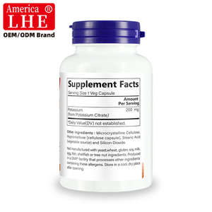 Citrate de potassium 200 mg, complément pour adultes, équilibre électrolytique et pH normal, contraction musculaire appropriée - Product Image 3