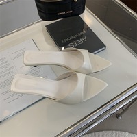 Mules élégantes à bout pointu pour femmes 2026, talons chaton, en cuir microfibre, sandales décontractées, support OEM ODM, logo personnalisé