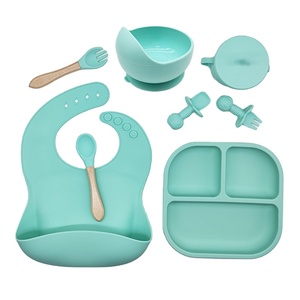 <b>Square</b> Shaped Silicone Toddler <b>Dinner</b> Plate <b>Set</b> Perfect for Baby Self Feeding Practice - Product Image 6