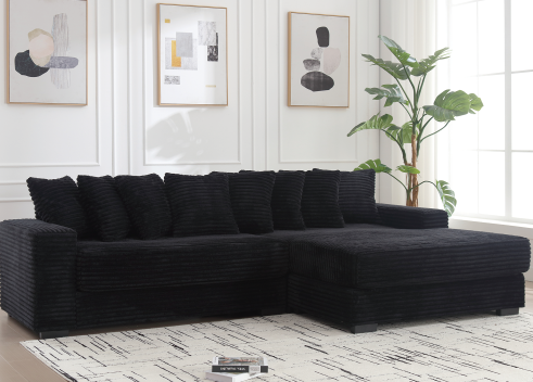 Black + Wood + 3 Seat + Modern