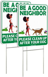 Letreros Personalizados de Doble Cara con la Leyenda 'Buen Vecino, Limpia Después de tu Perro', Letreros para Césped que Dijen 'No Dejes que tu Perro Haga sus Necesidades en el Césped' - Product Image 3