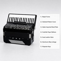 Accordéon 37 touches 96 basses, cadre en érable avec clavier à lamelles italiennes, accordéon OEM personnalisé
