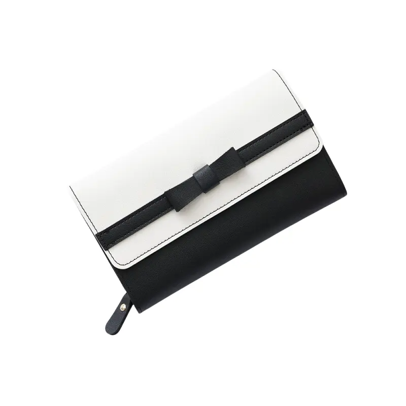 New Girl Heart Bow Small Fresh Women's Handbag Magnetic Buckle Multi Card Large Capacity Long Zipper Wallet