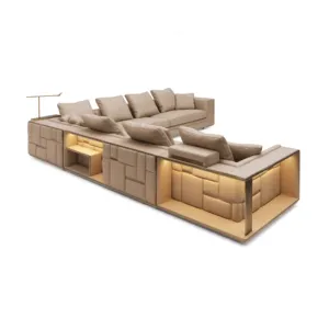 Elefante Italian Luxury Living Room Lounge Sofa Top Gain Leather Modular Sectional Sofa