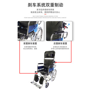 Fauteuil roulant Rong Jun Commode RJ-C609UGCJ léger, pliable, inclinable, dossier haut, pour personnes âgées - Product Image 4
