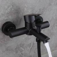 Robinet Mitigeur Mural Contemporain Noir Mat en Acier Inoxydable 304 à Double Sortie pour Douche et Baignoire de Salle de Bain