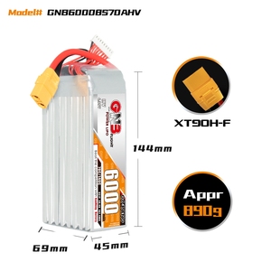 Batterie Lipo GNB 2S 3S 4S 5S 6S 8S HV 6000mAh 70C 140C adaptée aux drones FPV à aile fixe, accessoires de batterie <span class=keywords><strong>XT60</strong></span> <span class=keywords><strong>XT90</strong></span> - Product Image 6