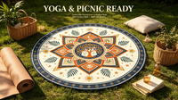 Round Cotton Beach Towel Cut Loop Front Terry Back Boho Mandala Printed Large Blanket for Beach Picnic Yoga