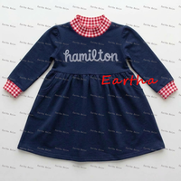 Robe Sweatshirt en Coton à Col Montant pour Bébé Fille, Motif Gingham Patchwork, Manches Longues, Vêtements Décontractés pour Enfants, Vente en Gros