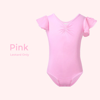 Conjunto de Leotardo de Ballet para Niñas al por Mayor Personalizado, Rosa, de Algodón con Malla, Falda de Gasa, Cuello Redondo, Manga Corta, Alta Elasticidad, Cómodo