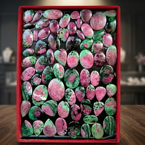 GEMAS MAHNAJ Cabujones de zoisita rubí natural, piedras preciosas de anyolita rosa y verde, piedras preciosas sueltas al por mayor para joyería - Product Image 1
