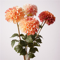 Fleur de Dahlia Artificielle de Haute Qualité en Soie avec Dégradé de Couleurs, Grande Tête de Dahlia pour la Décoration d'Événements de Mariage