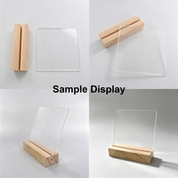 Décoration d'intérieur : Support de signalétique de table en acrylique vierge pour impression UV avec base en bois, pour l'image de marque de bureau, en stock