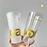 Gobelet en plastique PP transparent givré de 700 ml, calibre 90 mm, avec logo personnalisé, pour bubble tea et boissons froides, faible MOQ 1000, vente en gros