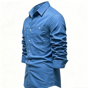 <span class=keywords><strong>Chemise</strong></span> <span class=keywords><strong>en</strong></span> <span class=keywords><strong>jean</strong></span> classique pour <span class=keywords><strong>homme</strong></span>, respirante, décontractée, à manches longues, boutonnée, avec poches poitrine, service OEM - Product Image 5