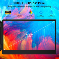 Extension d'écran d'ordinateur portable 14 "FHD 1080P IPS Moniteur portable Affichage HDMI/USB-C Plug and Play pour Wins Mac Chrome Switch PS5