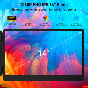 ตัวขยายแล็ปท็อป14 "FHD 1080P IPS จอภาพแบบพกพาลำโพง/ปลั๊กเล่น USB-C ในตัวสำหรับ Windows Mac Chrome <span class=keywords><strong>OS</strong></span> SWITCH PS5 - Product Image 5