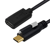 Cable de Datos USB 3.1 Tipo-C Hembra a USB-C Macho de 10 Gbps y 5 A, 0.6 m, con Ángulo en Codo, Malla de Protección, Montaje en Panel para Cámara y Computadora