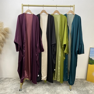 1428 # Último Modelo de Abaya Abierta Versátil y Elegante para Mujer, Estilo Reversible, Material Satinado Suave, Diseño Particular con Puños Divididos - Product Image 6