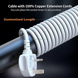 ปลั๊กพ่วงแบบหลายช่องเสียบพร้อมพอร์ต USB <span class=keywords><strong>2</strong></span> ช่อง, ปลั๊กพ่วงแบบทาวเวอร์หลายช่องเสียบ ปลั๊กพ่วงทองแดง 2500W - Product Image 6