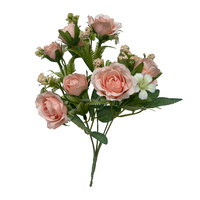 Nouveau style de bouquet de roses artificielles en tissu doux fait main pour mariage, décoration murale florale du Nouvel An