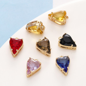 Crystal Heart Pendant Charms Gold Plated Bezel Set DIY Jewelry Accessories For Earrings <b>Bracelet</b> Necklace Unisex Everyday Wear - Product Image 4
