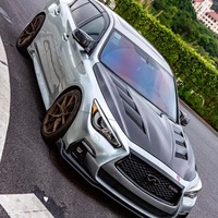 Nouveau capot en fibre de carbone pour Infiniti Q50 Q50L Q50S 2014-2023, style V avec aérations, look agressif, installation par vis.