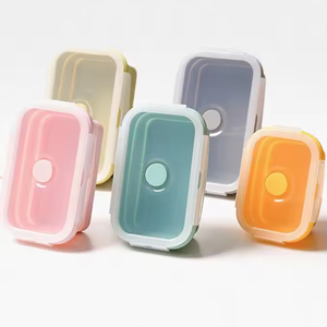 Refine Factory <strong>Collapsible</strong> Silicone Lunch <strong>Box</strong> - Rectangle Food <strong>Storage</strong> Container with Airtight Lid, Space-Saving Kitchenware - Product Image 3