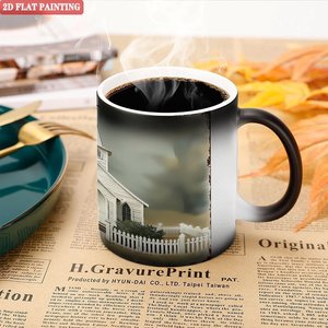 Mug à presser à chaud 11oz en céramique noire givrée, tasse changeante de couleur pour cadeaux DIY - Product Image 5