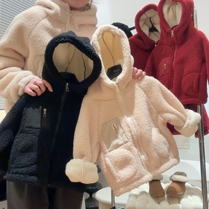 <span class=keywords><strong>Chaqueta</strong></span> Casual de Invierno para Niños, Forrada de Felpa, Extra Gruesa, de Terciopelo y Lana de Cordero, con Capucha, Estilo Coreano, Cierre de Cremallera, Color Sólido - Product Image 1