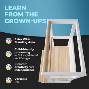 Torre de aprendizaje de cocina, taburete para niños pequeños para edades de 2 + 100 <span class=keywords><strong>KG</strong></span>/<span class=keywords><strong>220lbs</strong></span>, capacidad de peso, altura ajustable - Product Image 3