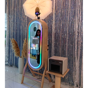 Coque de Photobooth en Bois pour Fête, Mini PC <span class=keywords><strong>Mac</strong></span>/Windows, Photobooth DSLR, Miroir Magique, Support d'Imprimante en Bois pour Événements - Product Image 2