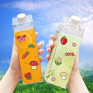 Bouteille en acrylique transparente personnalisée avec logo, 500 ml, 1000 ml, sans BPA, plastique carré, transparent, entrepôt chinois direct, applicable pour la consommation - Product Image 5