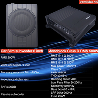 Subwoofer de voiture compact de 6 pouces de qualité supérieure, double, à installer sous le siège, avec amplificateur de voiture Android de classe D 500W RMS 2 Ohm