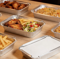Barquette jetable en aluminium 6x5 pouces de qualité alimentaire avec couvercle, résistante au four, pour plats à emporter et cuisson, emballage alimentaire en gros