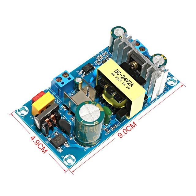 AC 90-260V DC 24V 2A 48W Single Output Power Supply Module Board DC-24V-2 90x49x26mm 0.1kg 2-Year Warranty
