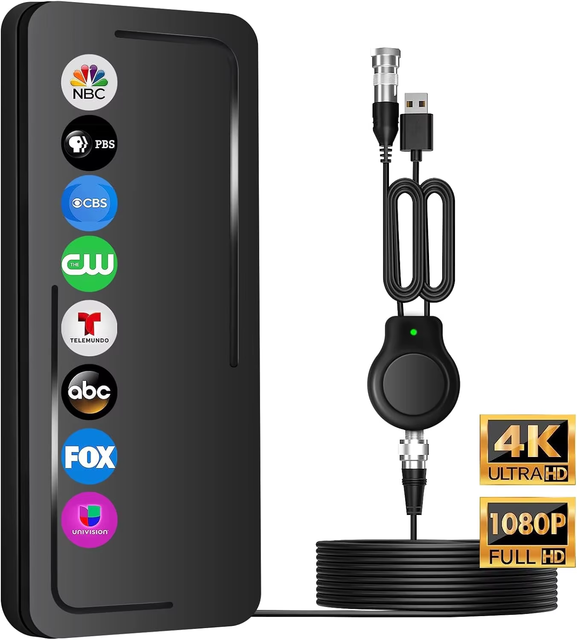 Christmas Gift Idea: Indoor Digital TV Antenna 4K HD, 200+ Miles Long Range, 9.8FT Coax, Amplified