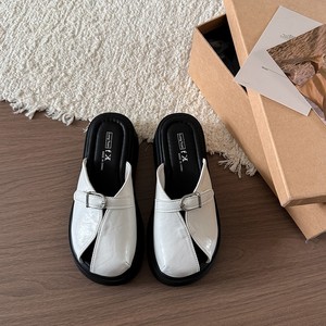 Sandalias de Verano Estilo Playa, Moda Americana, Cuero Genuino, Punta Abierta, con Lazo y Suela Gruesa Acolchada para Mujer - Product Image 5